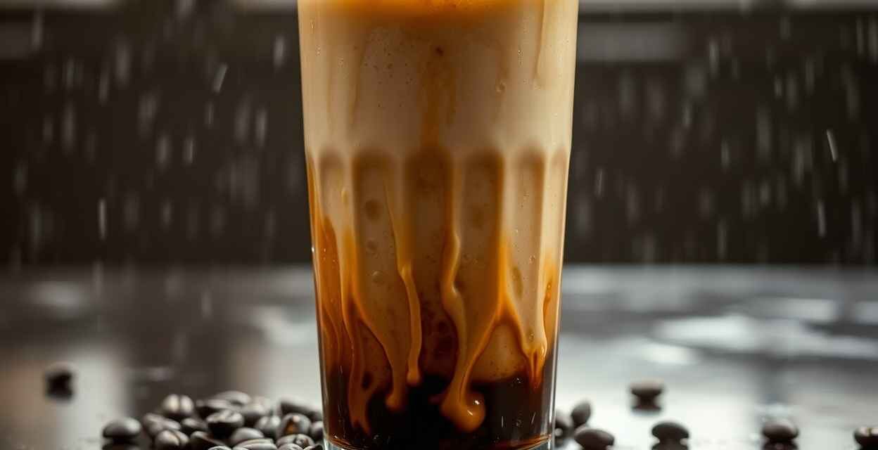 Kind of cold brew coffee with foamy bubbles