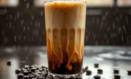 Kind of cold brew coffee with foamy bubbles